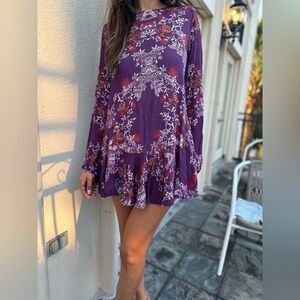 NWOT Free People Purple Floral Backless Dress